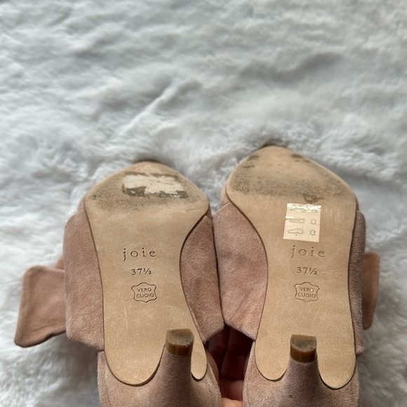 Joie Suede Kitten Heel Slip on Pointed Toe Shoe with Bows size EU 37.5/US 6.5 - Picture 6 of 6